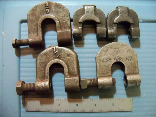 (5) Beam Clamps C Clamps 3/8&#034; &amp; 1/2&#034;