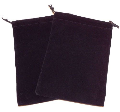 Three Pack Black Large Size 5&#034;x7 ” Jewelry Pouches Velvet Gift Bags