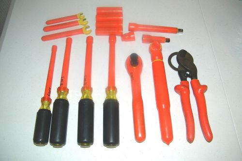 Large Cementex 1000V Electrical Tool Lot Torque Wrench Ring Cutters Ratchet More