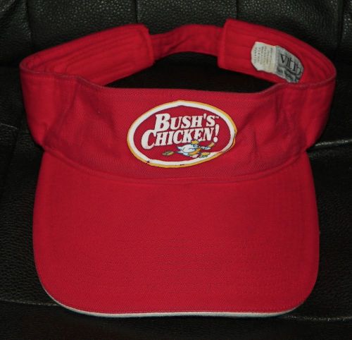 Vitronic BUSH&#039;S CHICKEN Red Adjustable VISOR Hat Cap One Size Fits All
