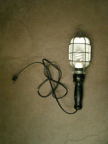 Vintage Rubber Handle Industrial Caged Trouble Drop Light Works Great 125V-250W