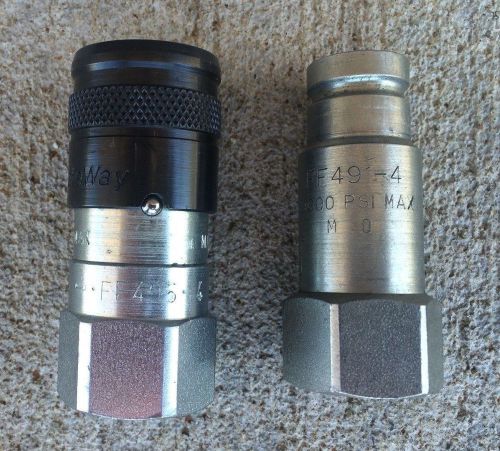 Safeway hydraulics ff495-4 coupler and ff491-4 nipple 1/2 inch npt for sale