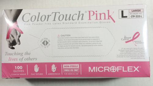 Color Touch Pink Latex Large Power-Free Textured Examination Gloves 4 Boxes 100