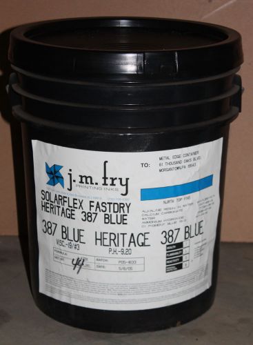 Acrylic ink, 387 blue, 5 gallons, water based, solarflex fastdry, j.m. fry for sale