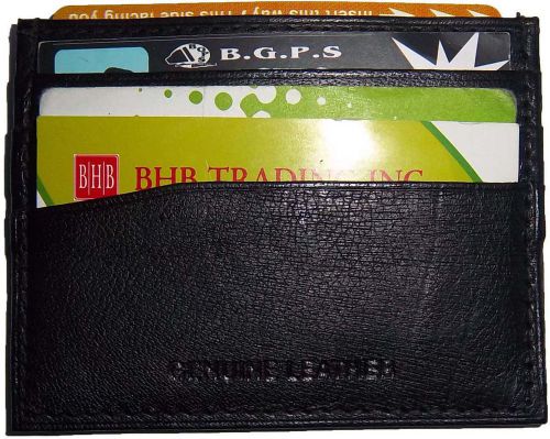 New Leather business card ID card case, Black Leather 7 card holder Unbranded BN