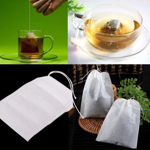 Practical 100Pcs Heat Seal Empty String Teabags Filter Paper Herb Loose Tea Bag