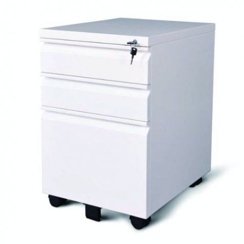 Filing Cabinet File Storage 3 Drawer Steel Vertical Hanging File Mobile in White