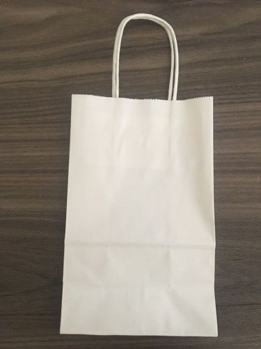 110 quantity White paper gift bags fast shipping 5 1/2 L 3 1/2 W 8 1/2 H
