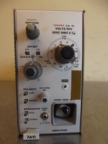 Tektronix 7a11 amplifier w/stored probe-no front jack-m1269 for sale