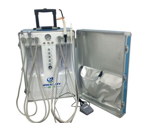 Portable Dental Unit with 3-way Syringe+ Ultrasonic Scaler +Air Compressor 4H