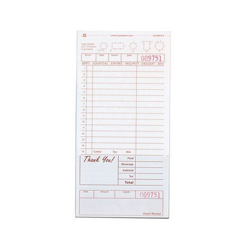 Royal Tan Guest Check Board, Carbonless 2 Part Loose, Package of 250, GC4997-2