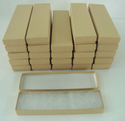 25 New 8&#034; x 2&#034; x 7/8&#034; Gift Boxes Kraft Cotton Filled Jewelry Retail Supplies