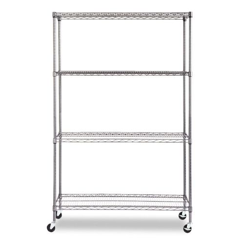 4 -Shelf Wire Shelving Unit with Casters, Black Anthracite AB663776