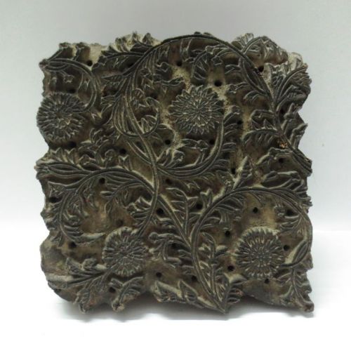 ANTIQUE WOOD HAND CARVED TEXTILE PRINTING ON FABRIC BLOCK / STAMP FINE PATTERN