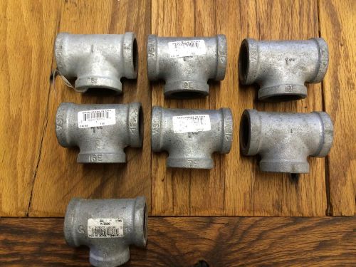 7 Tee 1&#034; In Galvanized Industrial Pipe Rail Vintage Anvil Lot