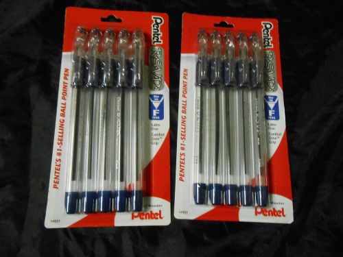2 packs Pentel R.S.V.P. Ballpoint Pens, Fine, blue, 5/Pack
