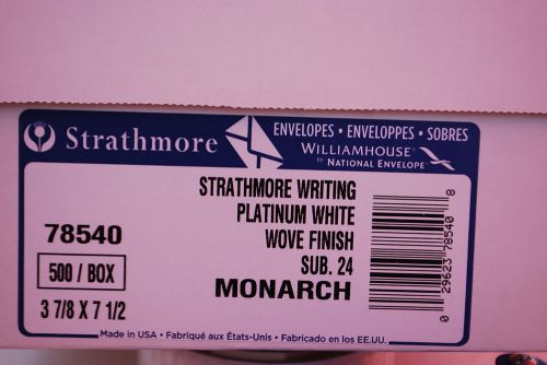 Box of 500/Strathmore Writing Platinum White Envelopes 3-7/8x7-1/2 Monarch S6343