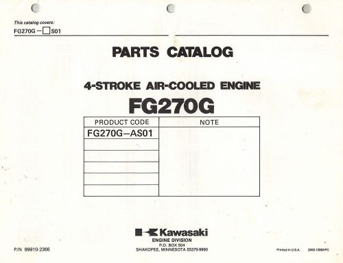 Kawasaki  fg270g  air cooled  engines  parts  manual xx for sale