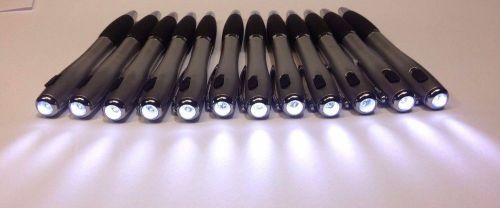 Lot of 12 BLACK 3 in 1 LED Light Pen Soft Tip Stylus Combo Fast Free Shipping.