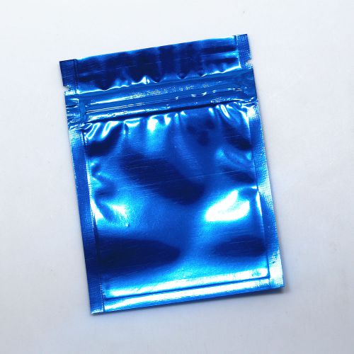 Glossy Flat Blue Aluminum Foil Zip Lock Bags Mylar Smell Proof Pouches 8.5x13cm
