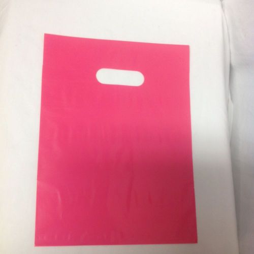 100 9&#034; x 12&#034; HOT CANDY PINK  GLOSSY Low-Density Plastic Merchandise Bags