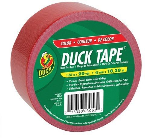 Duck brand 392874 red color duct tape, 1.88-inch by 20 yards, single roll for sale