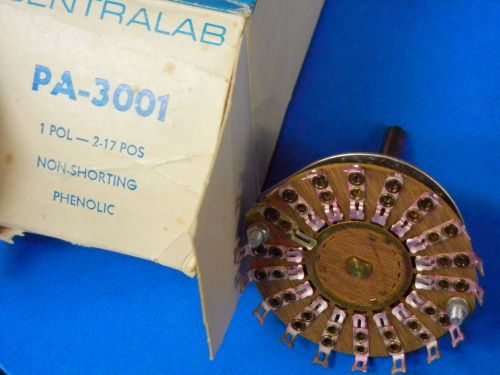 Centralab pa-3001 1 pol 2 - 17 pos non-shorting phenolic rotary switch for sale