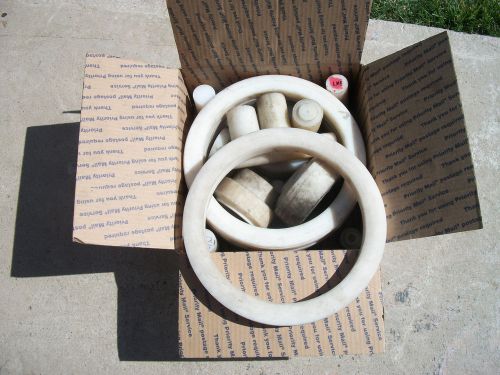 Box white nylon miscellaneous rings odd pieces manufacturing supplies 17 lbs for sale