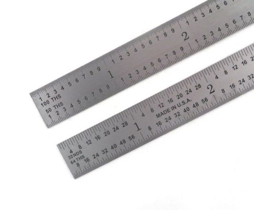 Blem Cosmetic Second 6&#034; Satin Chrome Flexible 16R Machinist ruler 50/100/32/64th