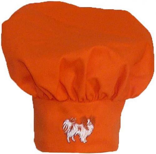 Red Papillon Orange Chef Hat Adult Size Fluffy Show Dog Breed Monogram NWT