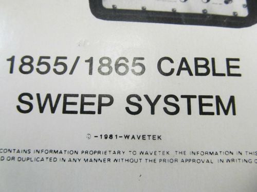 WAVETEK 1855/1865 Cable Sweep System Operation Manual (handbook) c11/81