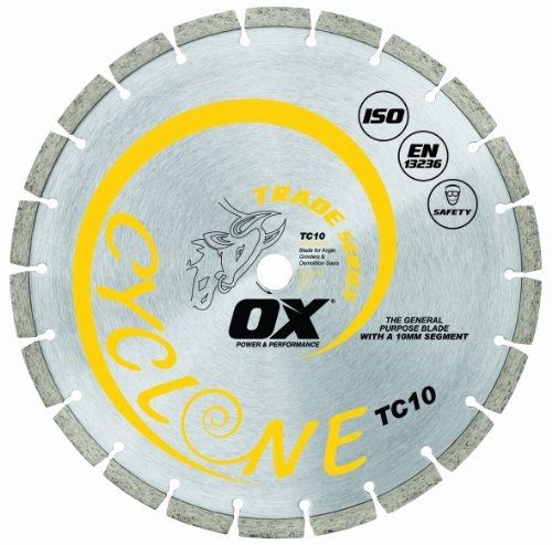 Ox ox ox-tc10-12 trade general purpose 12-inch diamond blade, 1-20mm bore for sale