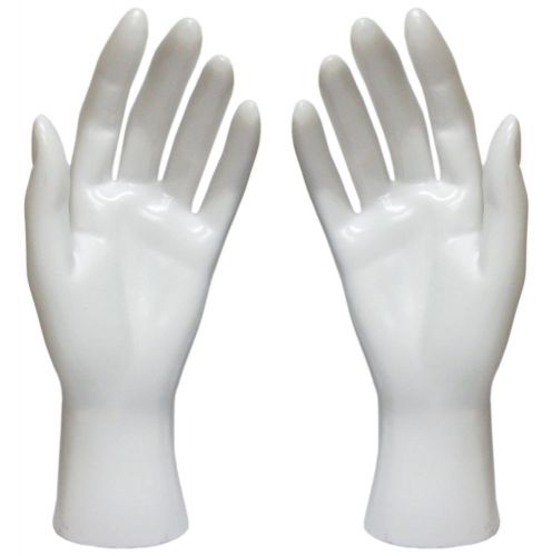 MN-HandsF PAIR OF WHITE LEFT &amp; RIGHT Female Mannequin Hands (WHITE ONLY)