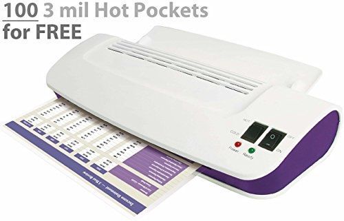 Purple Cows Hot and Cold Laminator, Includes 100 3 mil Hot Pockets, Assorted