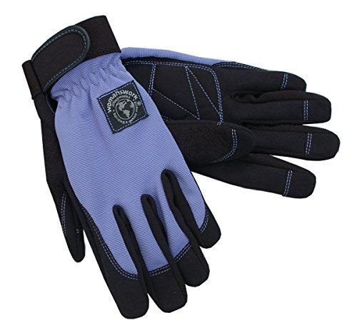 Womanswork 506S Gardening Stretch Glove with Micro Suede Palm, Periwinkle Blue,