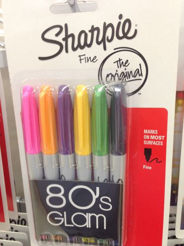 Sharpie fine 80&#039;s glam series marker 6 pieces multi color set art marker pen for sale