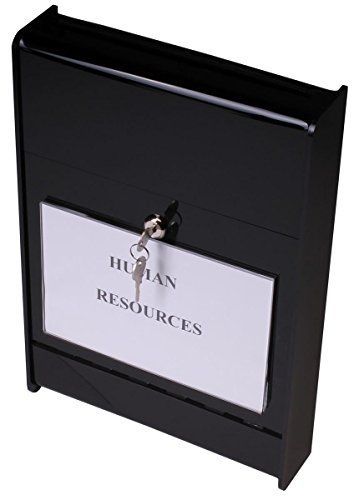 Displays2go wall mounted drop box with 8-1/2 x 5-1/2 inches nameplate, black for sale