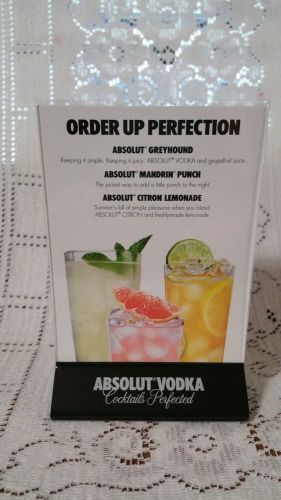 Set of 6- absolut vodka acrylic table tent bar- resturant display holders 4 x 6 for sale