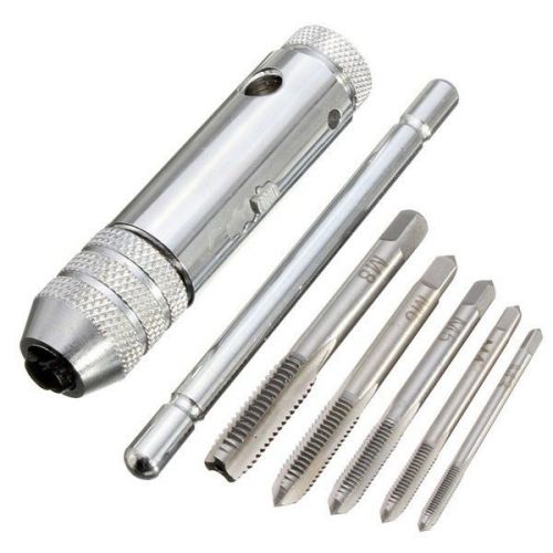 Ratchet tap wrench with 5 pcs m3-m8 machine screw thread metric plug tap for sale