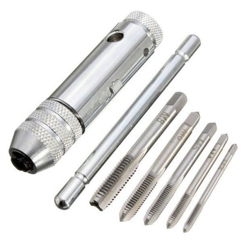 Ratchet Tap Wrench with 5 pcs M3-M8 Machine Screw Thread Metric Plug Tap