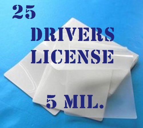 5 MIL Drivers License Laminating Laminator Pouch Sheets, 2-3/8 x 3-5/8  25 PK