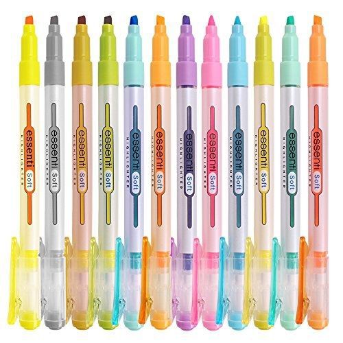 Monami Liner Soft Pastel Color Highlighter Pen Marker - 12 Colors (Pack of 12
