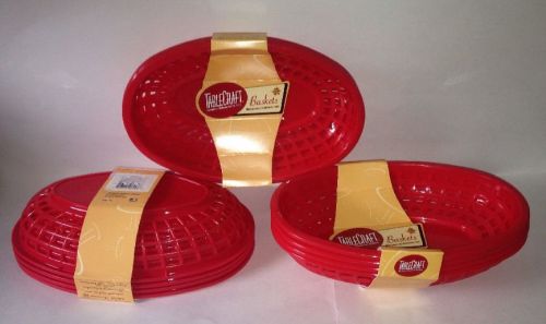 Tablecraft - H1074R - Oval Red Plastic Sandwich Baskets - 1 Dozen &#039;NEW