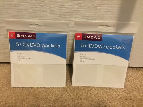 Smead Media Pockets, CD/DVD, Adhesive, Vinyl, 10/PK, Clear Lot 10