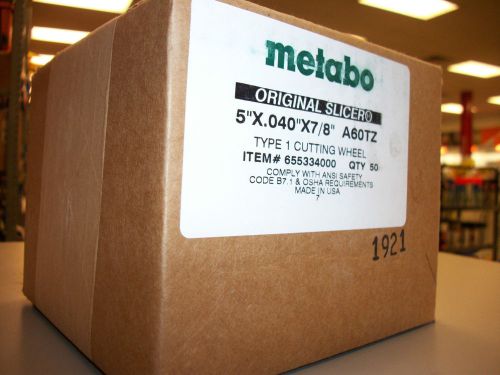 METABO 55334 SLICER WHEELS BOX OF 50 5&#034; X .040 X 7/8 FREE SHIPPING USA  ZIRC