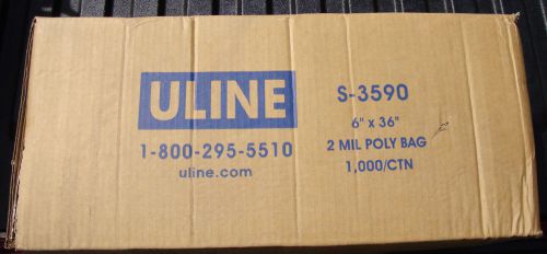 6 x 36&#034; 1000 Uline 2 Mil Poly Bags S-3590,parts, clothing, protecting food, ship