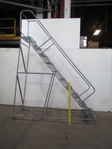 Uline 10 Step Rolling Ladder Safety Warehouse 450lb capacity 100&#034;