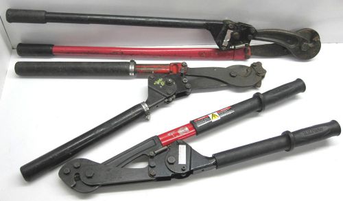 Lot of (3) assorted hk porter ratcheting hard cable cutters for sale