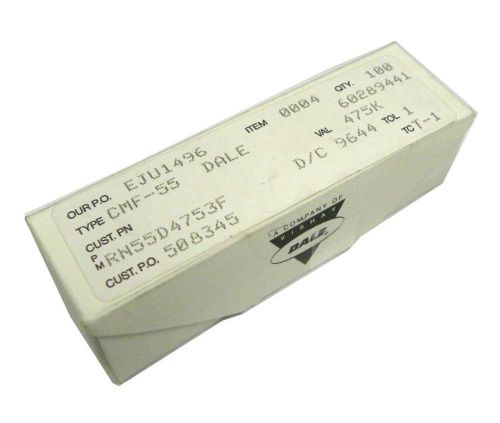 BRAND NEW BOX OF 100 DALE RN55D4753F RESISTORS 475K (2 AVAILABLE)