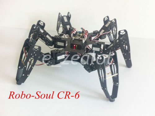 Robo-Soul CR-6 Spider Robot 6 Legs 18 DOF Black Bracket (NO Controller) Perfect